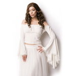 Korte top met trompetmouwen wit