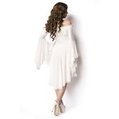 Jurk met trompetmouwen middeleeuwse stijl wit
