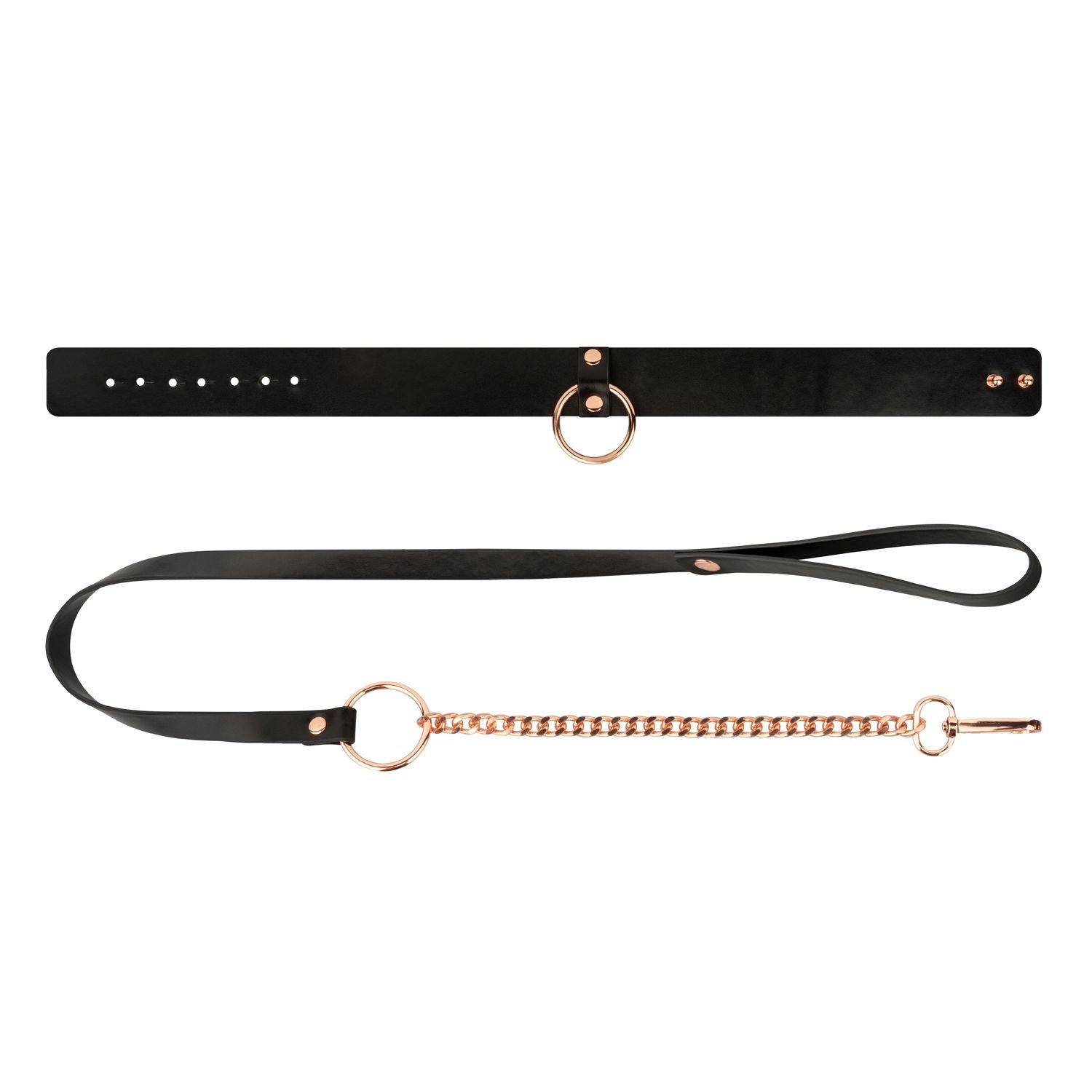 Rosy Gold - Halsband met Leash - Zwart - afbeelding 5