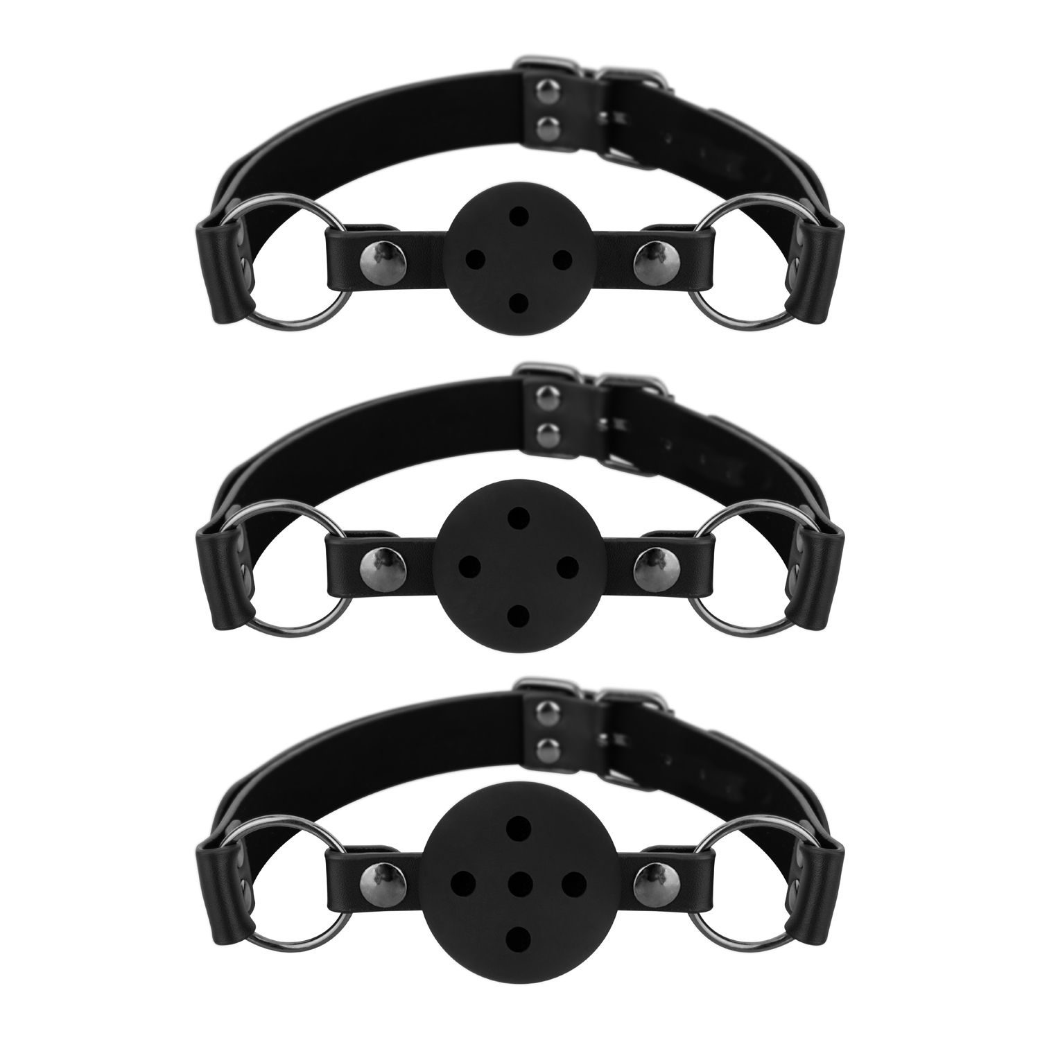 Bedroom Fantasies - Set van 3 Ball Gags - Zwart - afbeelding 2