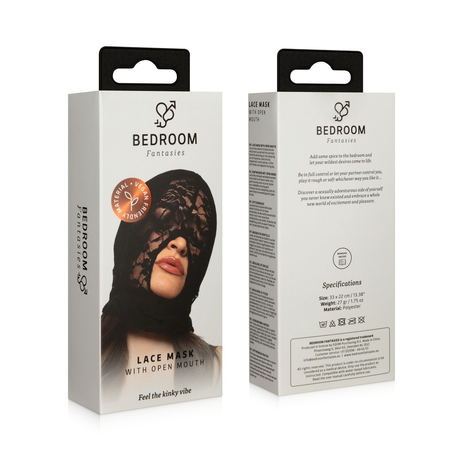 Bedroom Fantasies - Kanten BDSM Masker - Zwart - afbeelding 3