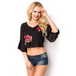 zomerblouse zwart roos