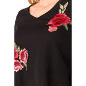 zomerblouse zwart roos