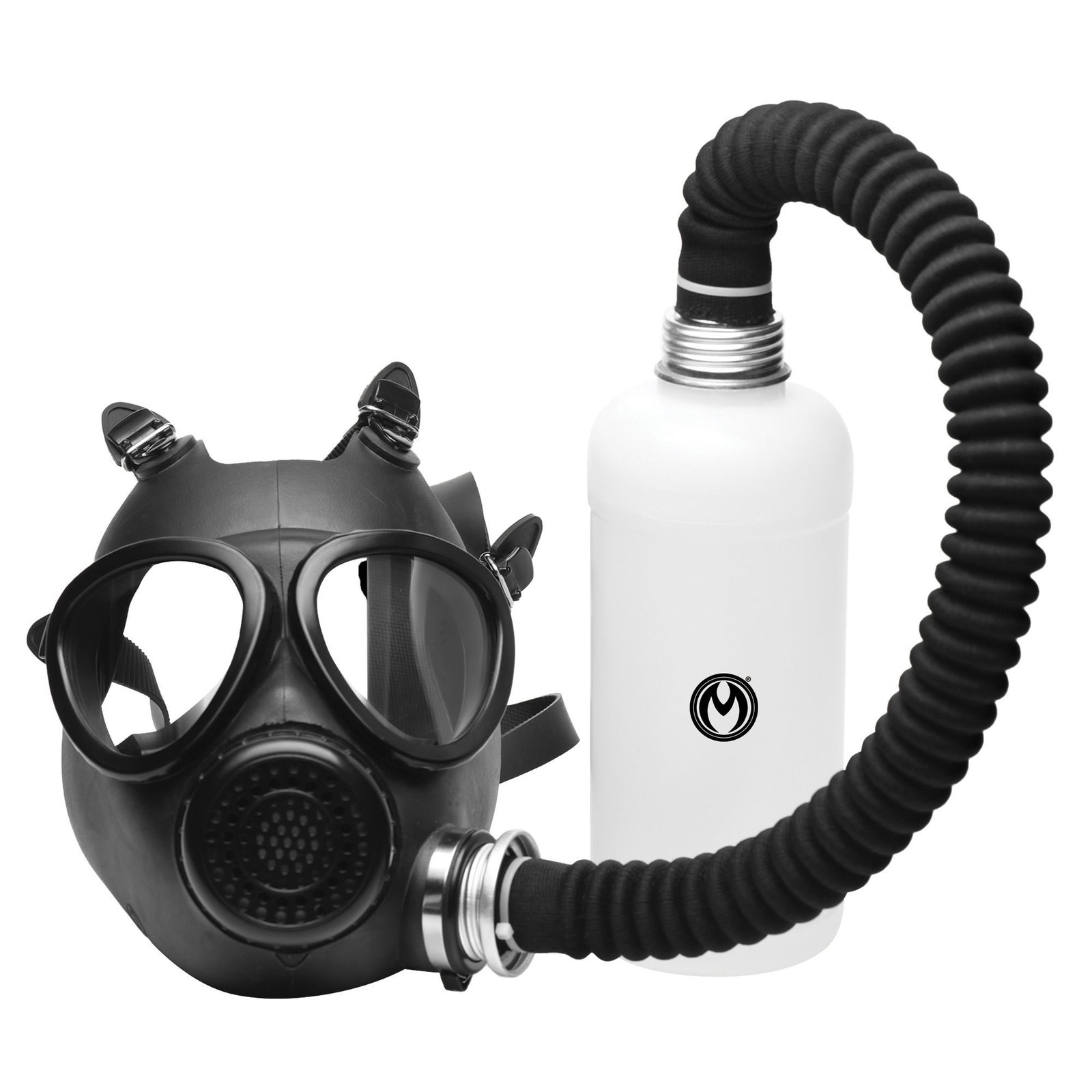 XR Brands - Inhaler Gas Masker Met Fles - Zwart & Wit - afbeelding 3