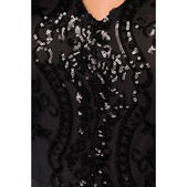 Bodysuit zwart lovertjes top en mouwen
