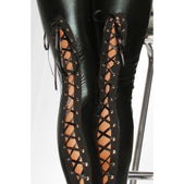 Wetlook legging veter zwart