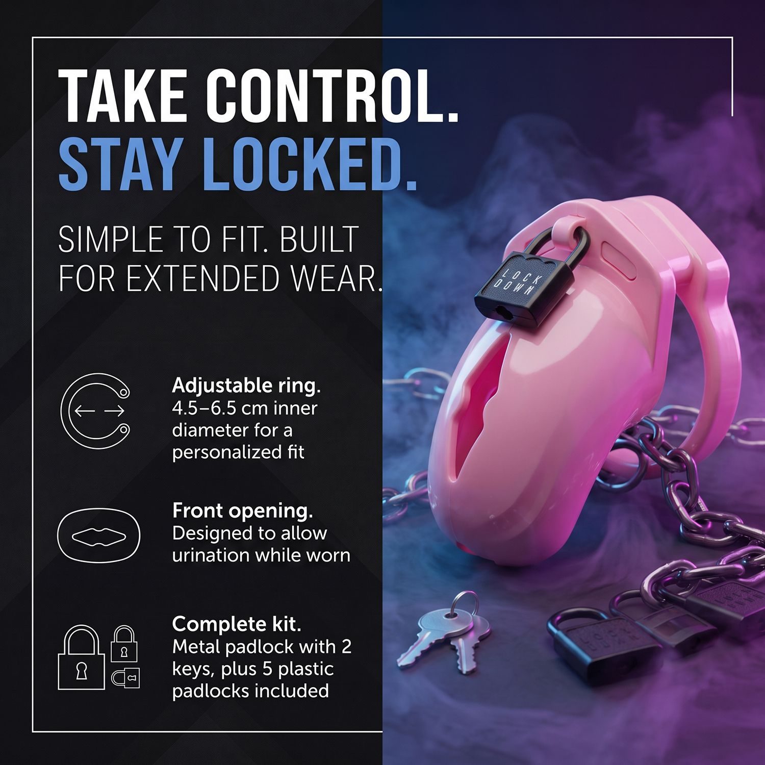 LOCKDOWN - Chastity Cage Medium - Pink - afbeelding 2
