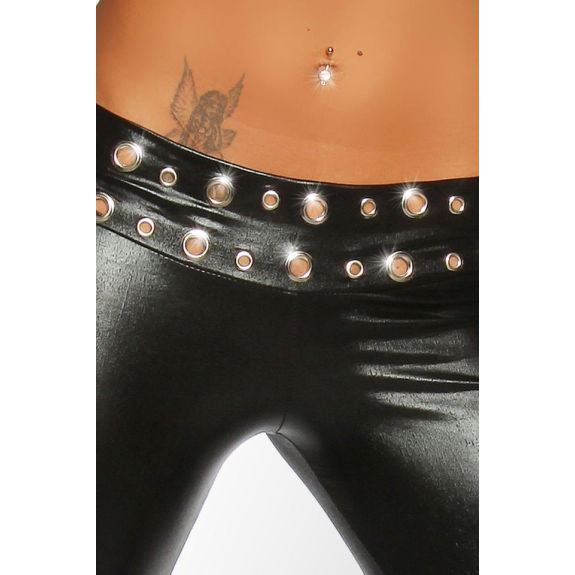 Wetlook legging oogjes tailleband