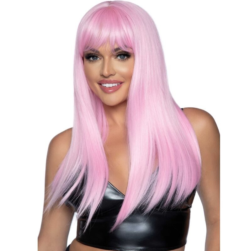 Leg Avenue - Lange, Rechte Pruik Met Roze Pony