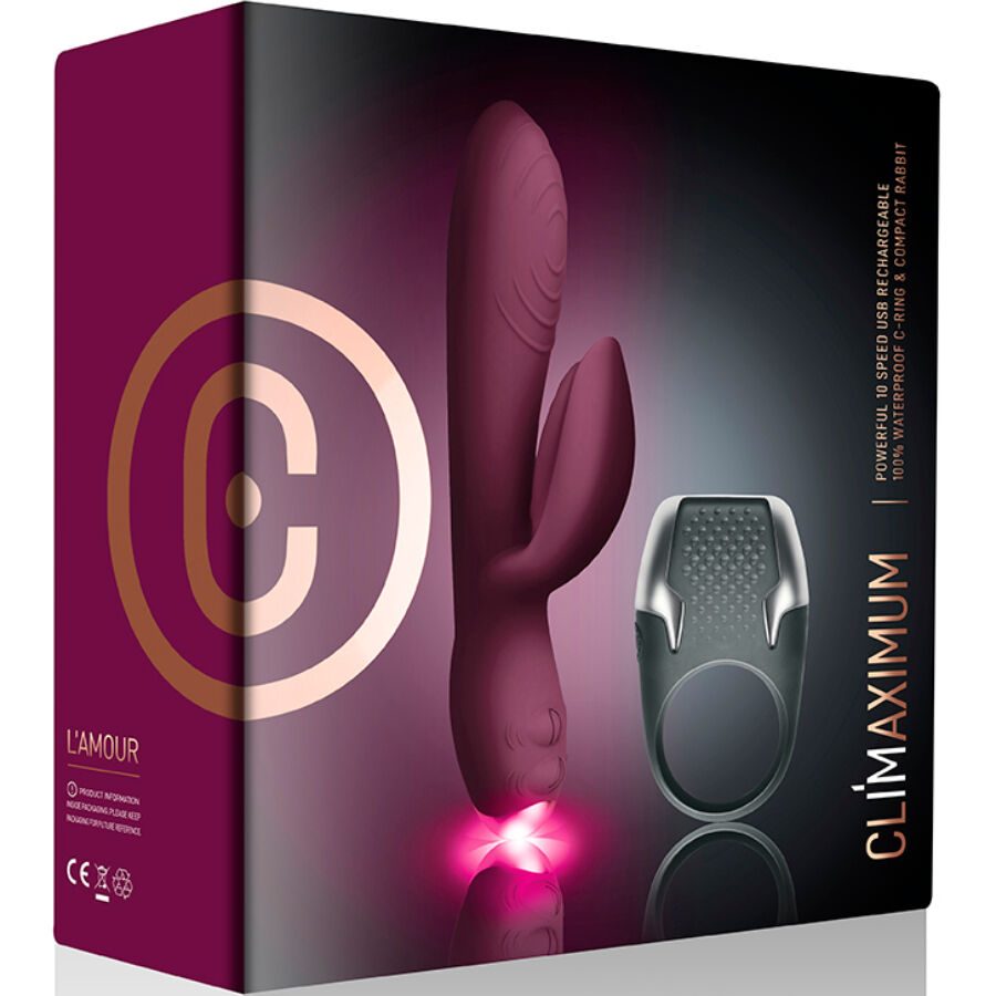 Climaximum - Lamour Kit Konijn Vibrator + LED Cockring - afbeelding 4