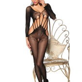 Bodystocking open kruis zwart