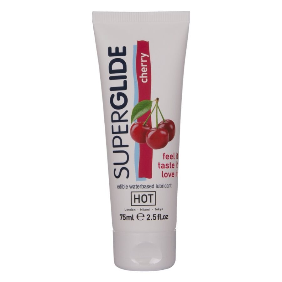 Hot - Superglide Eetbaar Glijmiddel Op Waterbasis Kersensmaak 75 ml