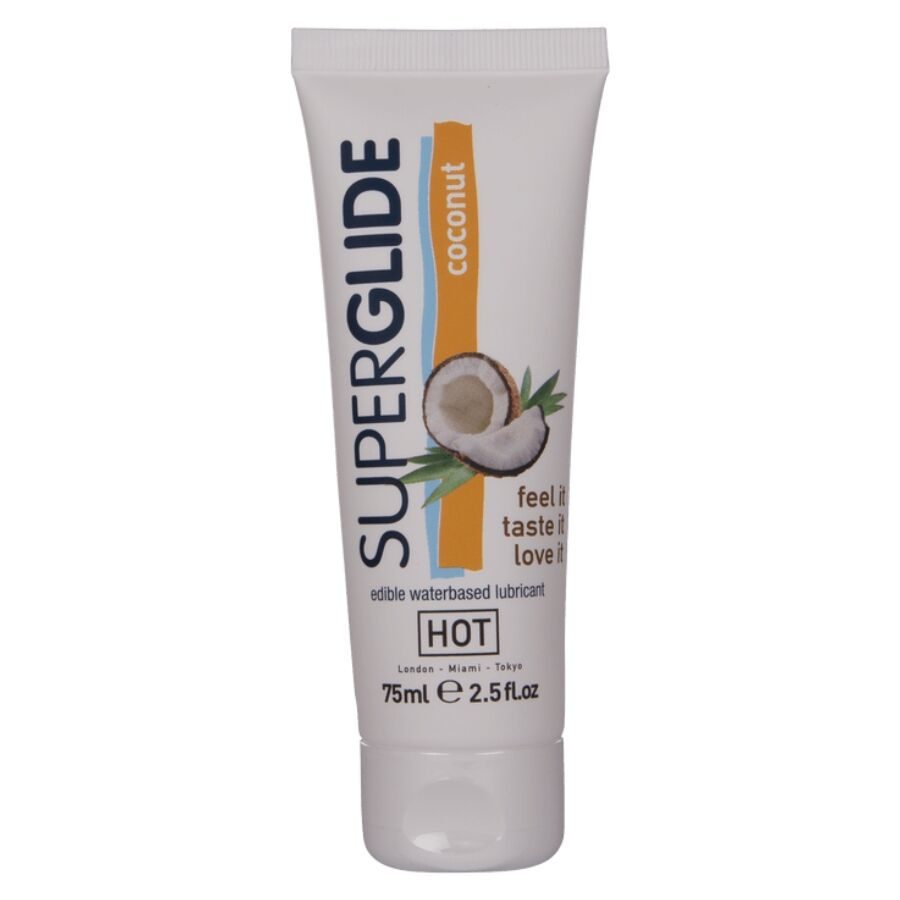 Hot - Superglide Eetbaar Glijmiddel Op Waterbasis, Kokosnoot, 75 ml