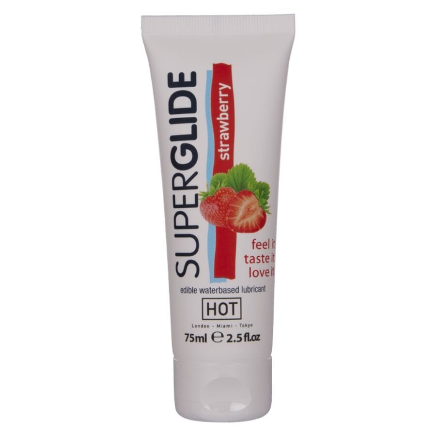 Hot - Superglide Eetbaar Glijmiddel Op Waterbasis Aardbei 75 ml