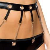 Zwarte wetlook lingerieset
