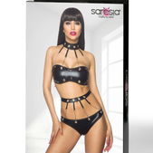 Zwarte wetlook lingerieset