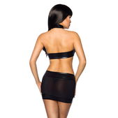 Zwarte wetlook set top en rok