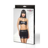 Zwarte wetlook set top en rok