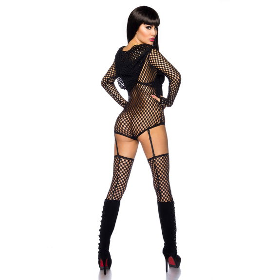 3-delige zwarte mesh-outfit
