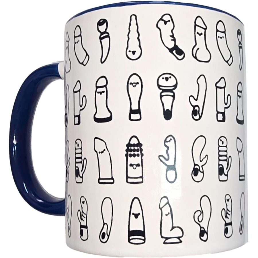 Diablo Picante - Witte Vibrators Mok Met Blauw Handvat 370 ml
