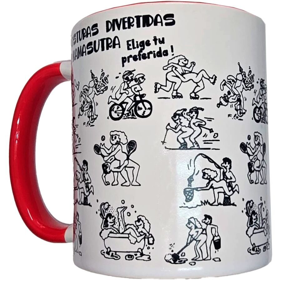 Diablo Picante - Witte Kamasutra Positions Mok Met Rood Handvat 370 ml