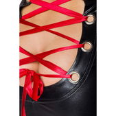 Wetlook mini-jurk rode veter
