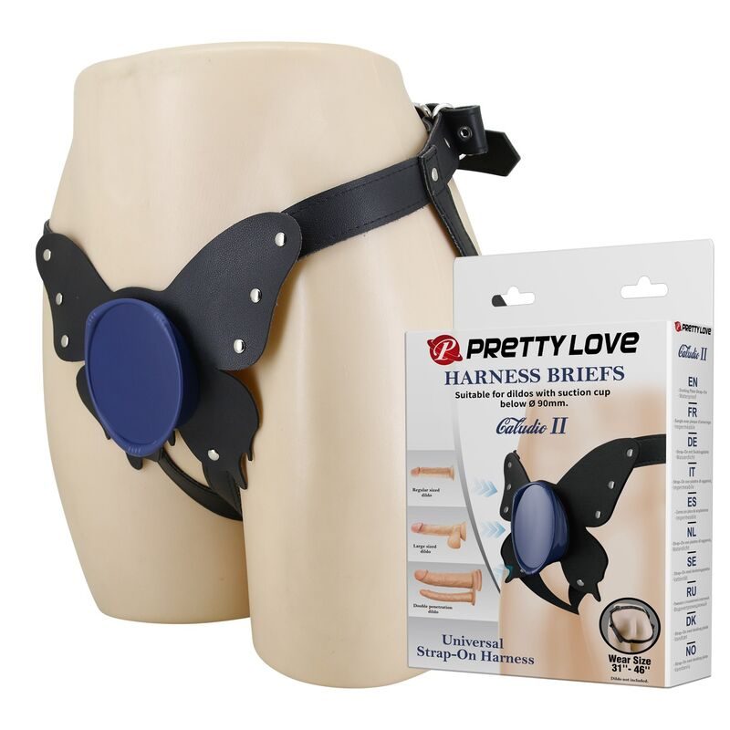 Pretty Love - Universele Strap-On Harness Slipjes Zwart En Blauw