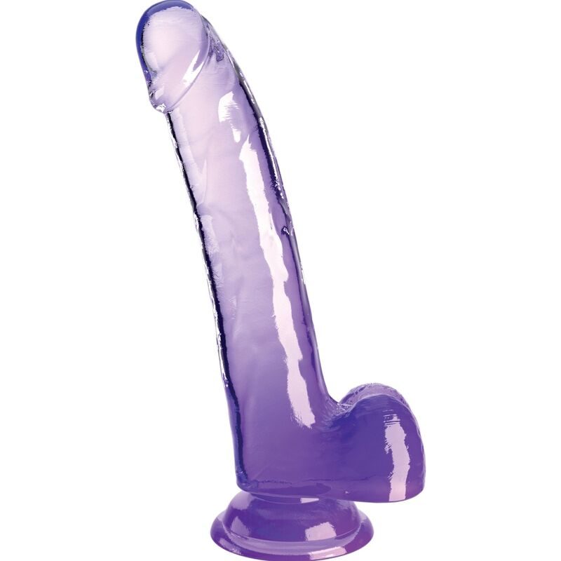 King Cock - Doorzichtige Dildo Met Testikels 20,3 cm Paars