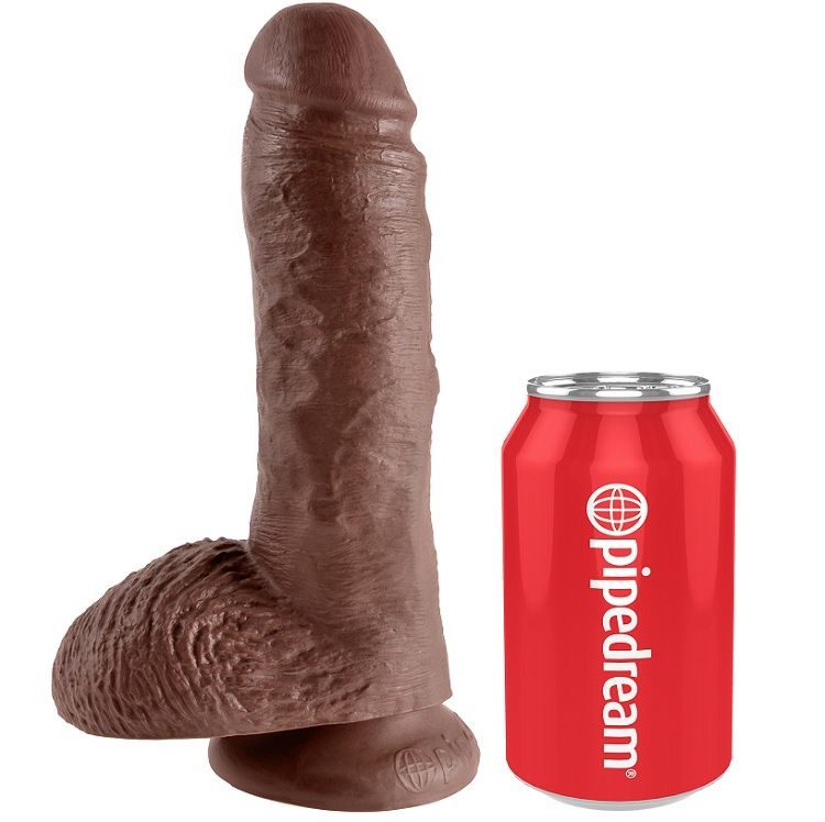 King Cock 8" Cock Brown With Balls 20.3 cm
