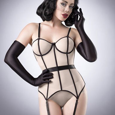 3-delige corsetset met satijn 