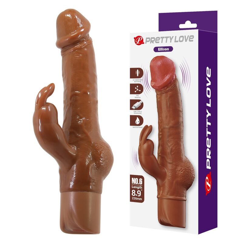 Pretty Love - Ellison Realistische Konijn Vibrator 22,6 cm Ø 4,2 cm Bruin
