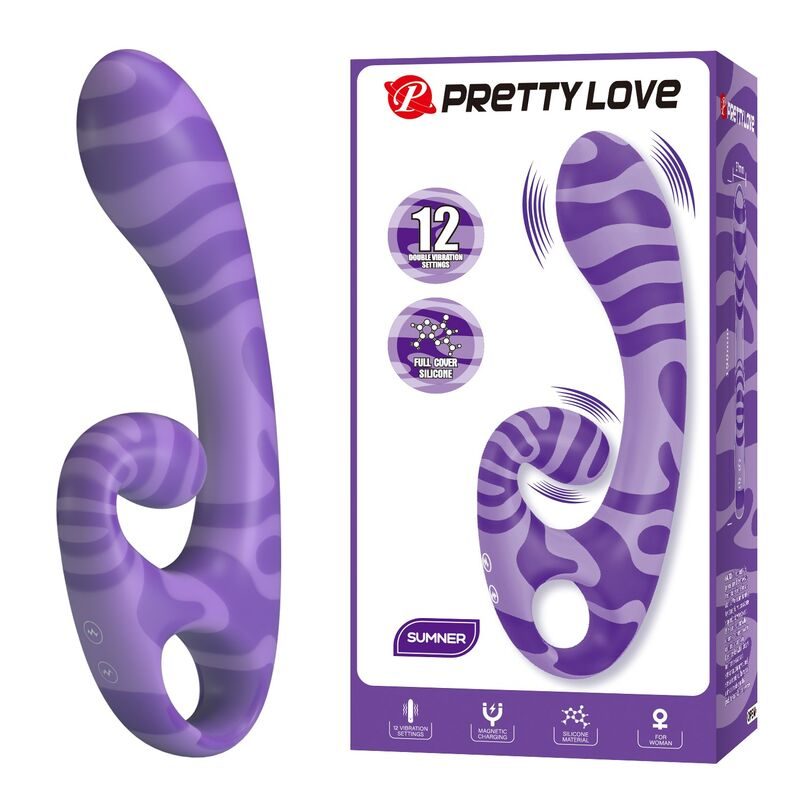 Pretty Love - Zomer Dubbelzijdige Vibrator Met Handvat 19 cm Ø 3,5 cm Paars