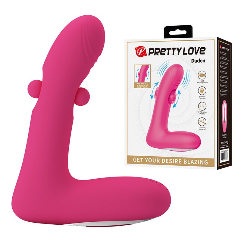 Pretty Love - Duden Oplaadbare Siliconen Vibrator Met 12 Vibratiestanden En 3 Schommelstanden Roze