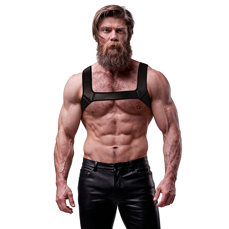 Fetish Submissive Attitude - Mannen Neopreen Borstharnas Maat L
