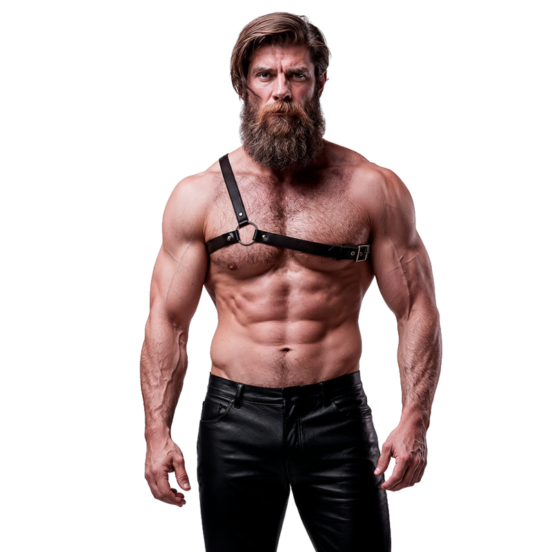 Fetish Submissive Attitude - Eco-Lederen Harnas Gekruiste Schouders Mannen