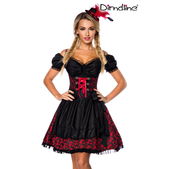 Premium dirndl zwart/ rood met blouse