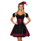 Premium dirndl zwart/ rood met blouse