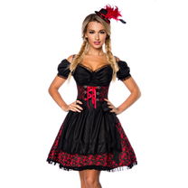 Premium dirndl zwart/ rood met blouse