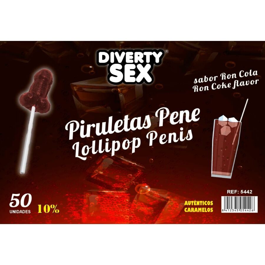 Diablo Goloso - 50 Penis Lollies Ron Cola Smaak 10% Alcohol
