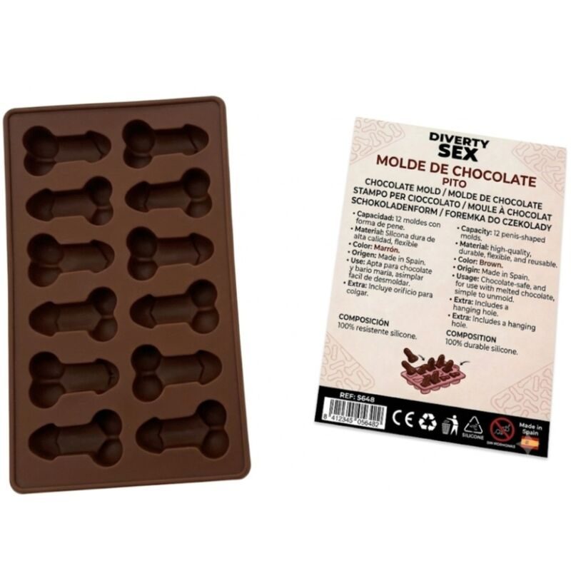 Diablo Picante - Chocoladevorm Met 12 Siliconen Penissen Om Rood Aan Te Hangen