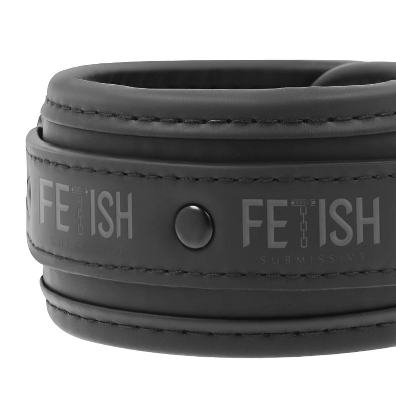 Fetish Submissive - Vegan Lederen Halsband En Handboeien Met Nopreen Voering - afbeelding 5