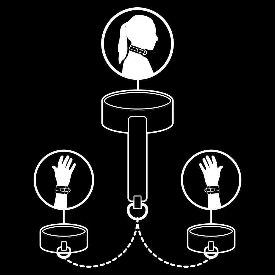 Fetish Submissive - Vegan Lederen Halsband En Handboeien Met Nopreen Voering - afbeelding 4