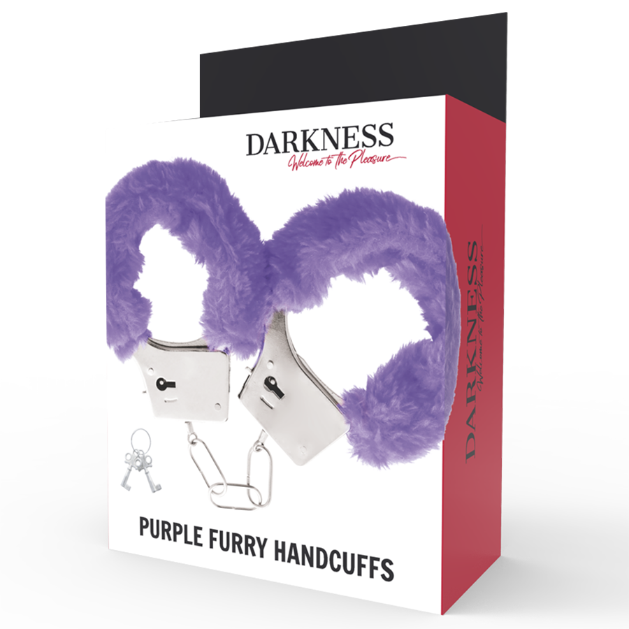 Darkness - Metalen Handboeien Met Lila Voering - afbeelding 3