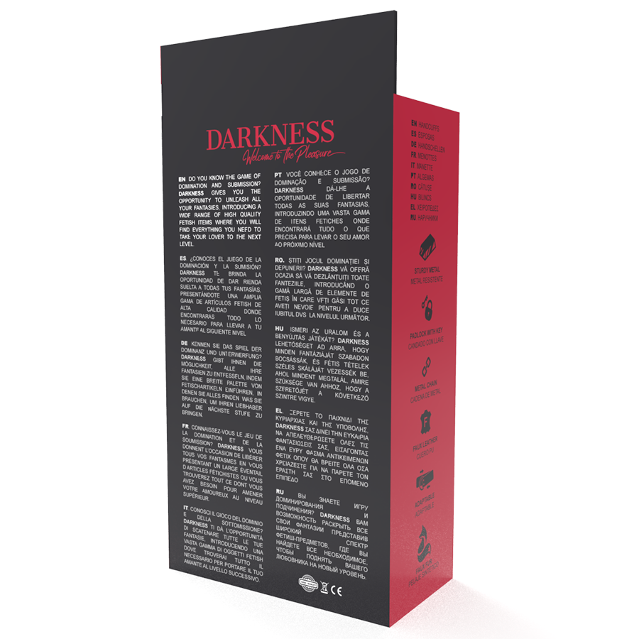 Darkness - Verstelbare Zwarte Lederen Enkelhandboeien Met Hangslot - afbeelding 8