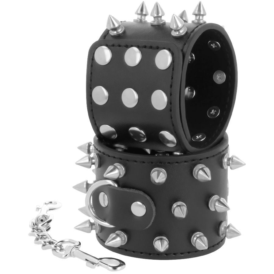 Darkness - Schedels En Botten Zwarte Spiked Handboeien - afbeelding 2