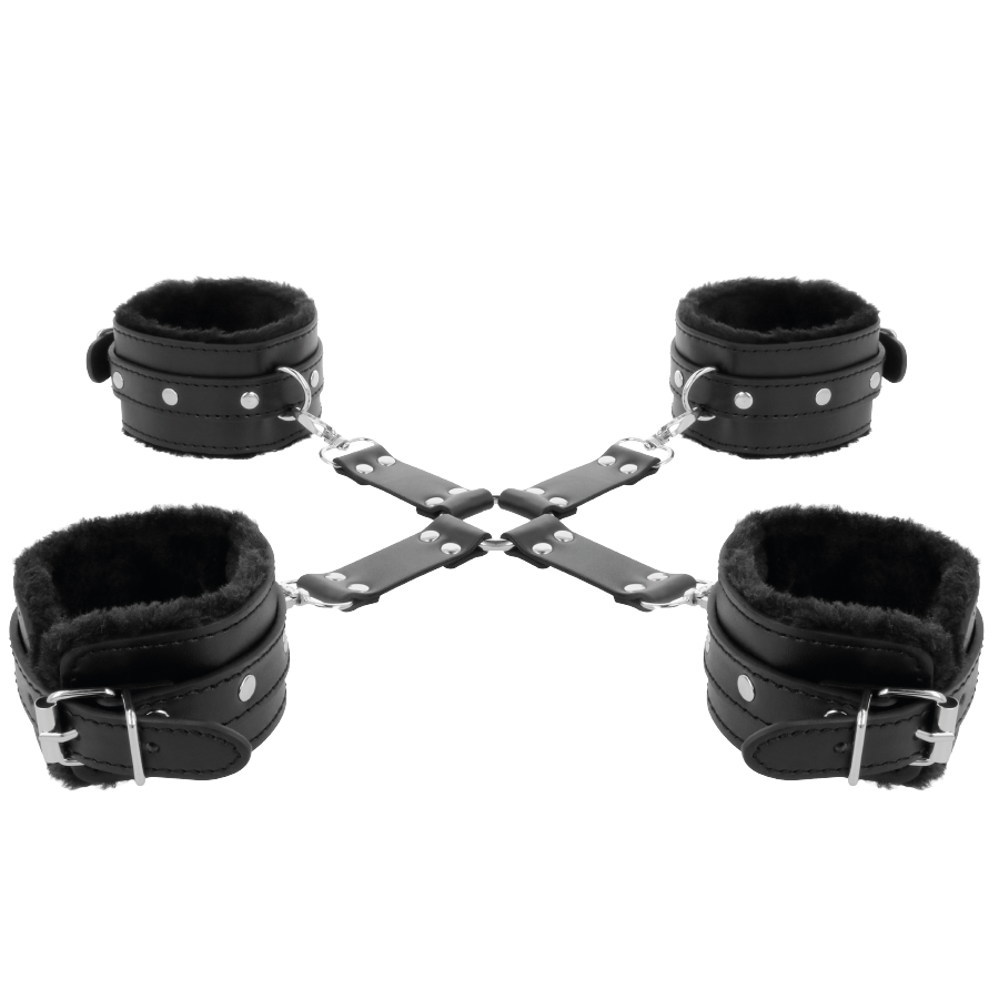 Darkness - Zwarte Lederen Hand- En Voetenmanchetten - afbeelding 5