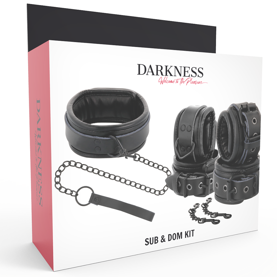 Darkness - Zwarte Lederen Handboeien En Kraag - afbeelding 10