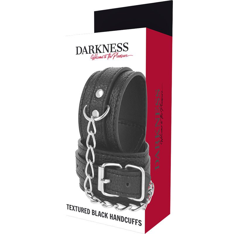 Darkness - Zwarte Lederen Textuur Handboeien - afbeelding 5