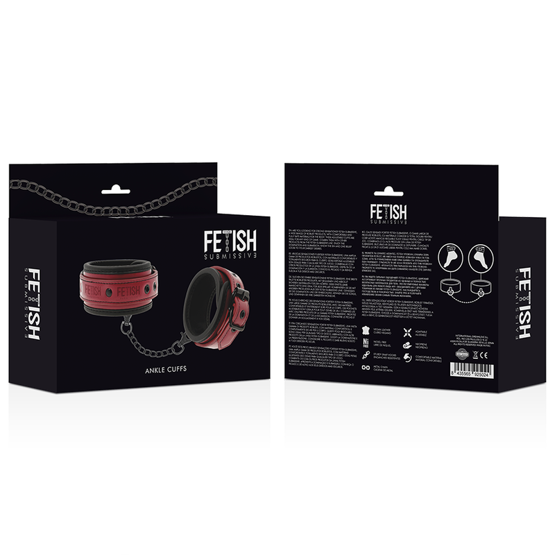 Fetish Submissive Dark Room - Neopreen Voering Vegan Lederen Enkel Manchetten - afbeelding 8