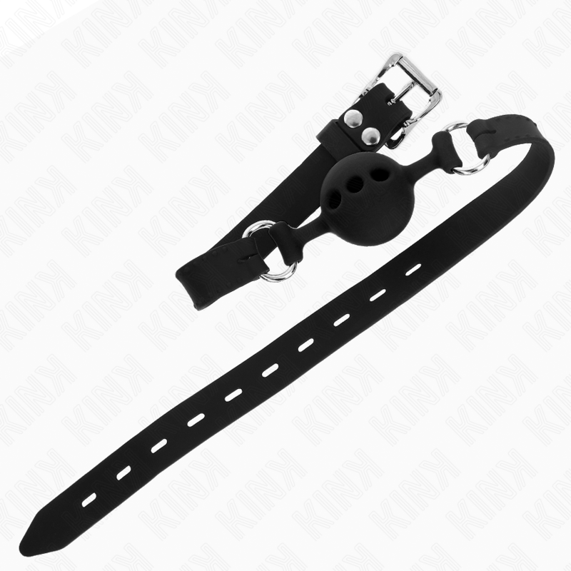 KINK - GAG 55 x 2 CM BAL 4 CM VOLLEDIGE SILICONEN MAAT S ZWART VERSTELBAAR 35-51 CM - afbeelding 3